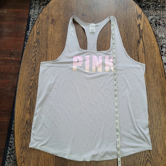 Pink Victoria's Secret Active Gray Logo Racerback Tank Top Size Women's Medium - Picture 11 of 15